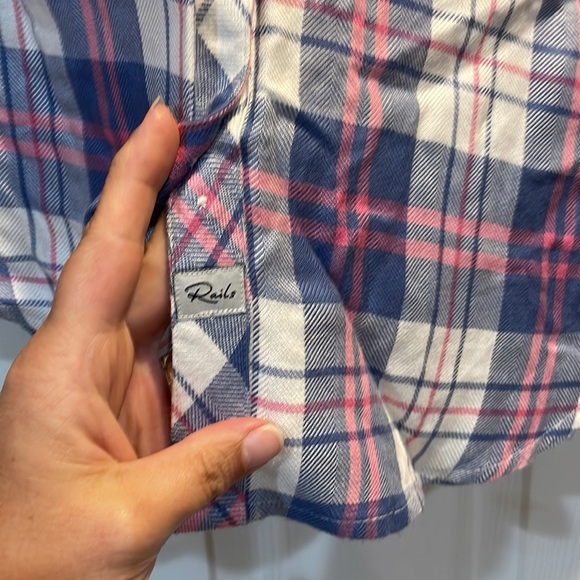 New! Rails Hunter Blue and Pink Plaid Flannel Shirt XS - Picture 6 of 7